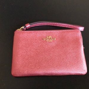 NWOT Small Coach Wristlet - Shimmery Pink